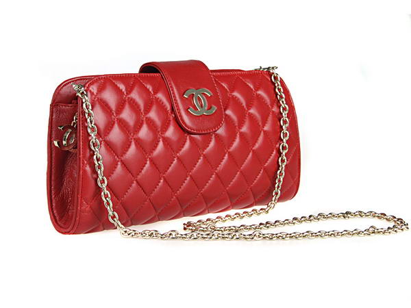 Fake Chanel A20163 Red Lambskin Leather Cluth Bag On Sale